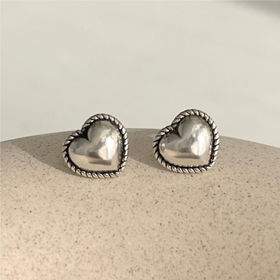 

925 Sterling Silver Vintage Heart Earrings For Women Trendy Earring Jewelry Prevent Allergy Party Accessories Gift