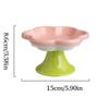 Ceramic Pet Bowl Flower Shape Cats Food Dish Nonslip Elevated Stand Feeding Plate for Neck Protections and Easy Cleaning