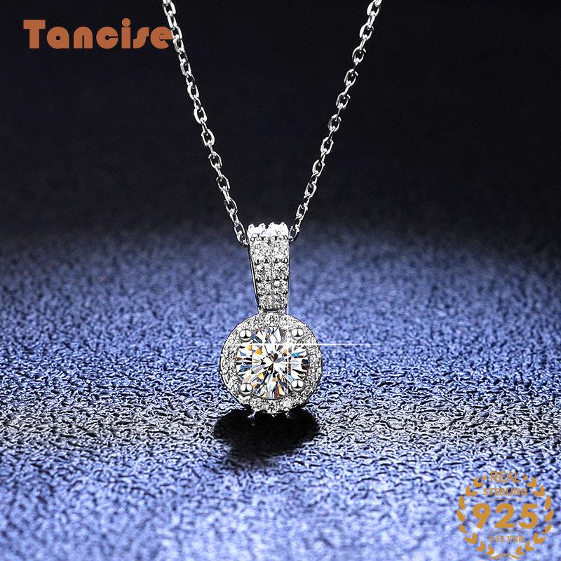 Tancise Colier cu pandantiv Moissanite din argint cu personalitate de lux Cadou clasic de petrecere pentru femei_voghion.com