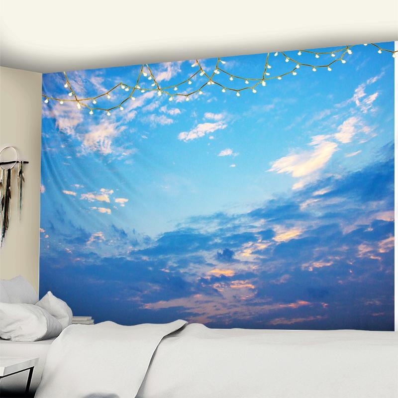 

Солнце Ясное Небо Облака Гобелен Настенный Гобелен Голубое Небо Облака Покрывало для Общежития Пляжное Полотенце Фон Домашняя Комната Стены Художественный Декор 320x182CM