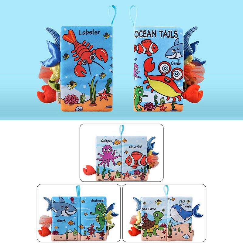 Yumuşak Bebek Kitabı Hayvan Kuyrukları Oyuncak Dokun ve Hisset Kırışık Kumaş Kitap Bebek Oyuncak Toksik Olmayan Kumaşlarla Bebek Duş Hediyesi