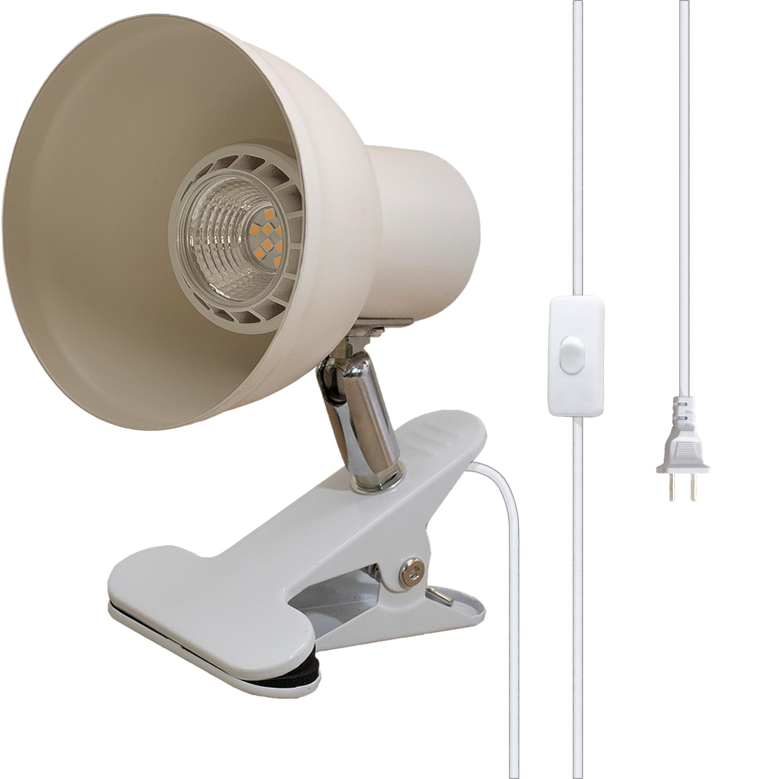 

etazakka E26 Clip-on Light, Desk Lamp with 3M Long Cord, LED Desk Light, Free 5W LED Bulb, 360° Adjustable Angle, LED Stand for Work Desks, Tabletop