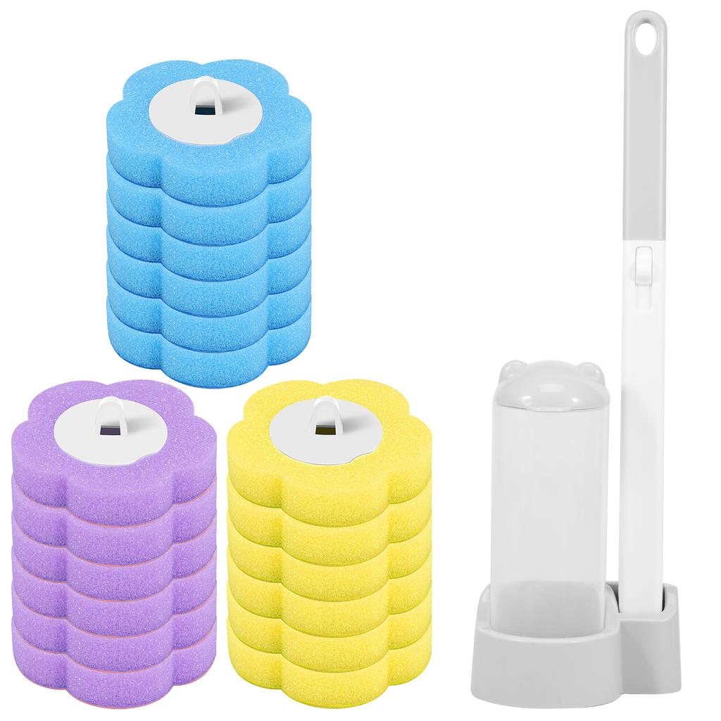 18-72 Pcs Disposable Toilet Brush Replacement Head Cleaning Kit Long Handle Toilet Bowl BrushWc Accessories Tool