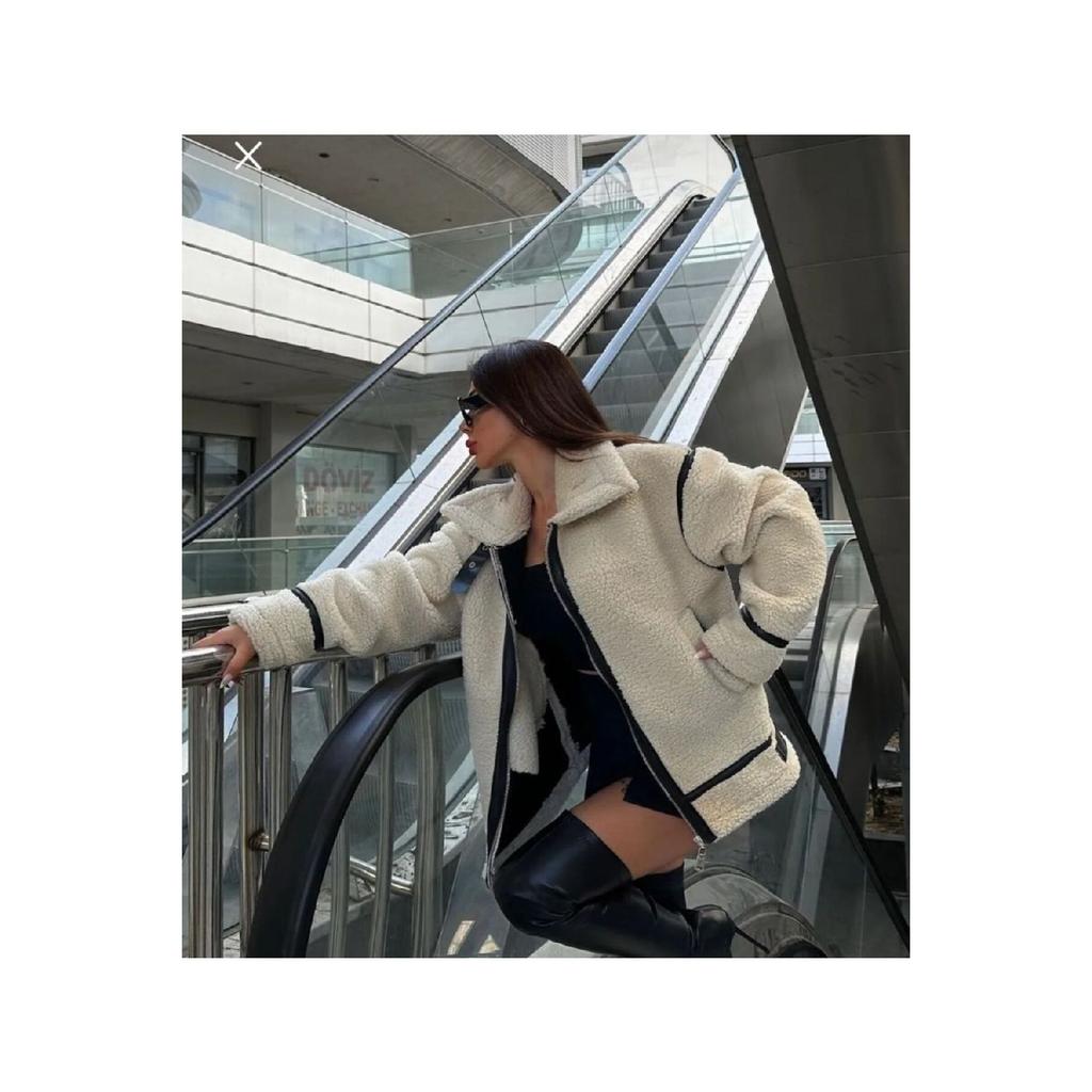 Biker Plush Coat In The Model Of The Famous Fur Fur Brand