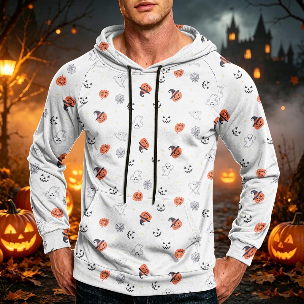 Men's Casual Loose Fit Hoodie with Pocket Drawstring Printed Design for Everyday Wear