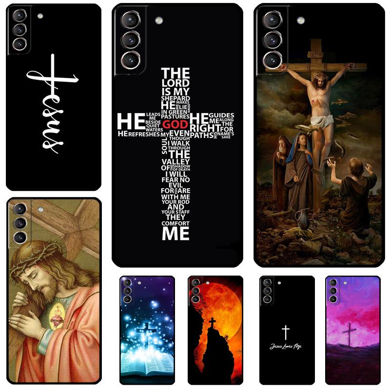 Jesus Cross Case For Samsung Galaxy S24 S22 S23 Ultra Note 20 S9 S10 Note 10 Plus S20 FE S21 FE Cover