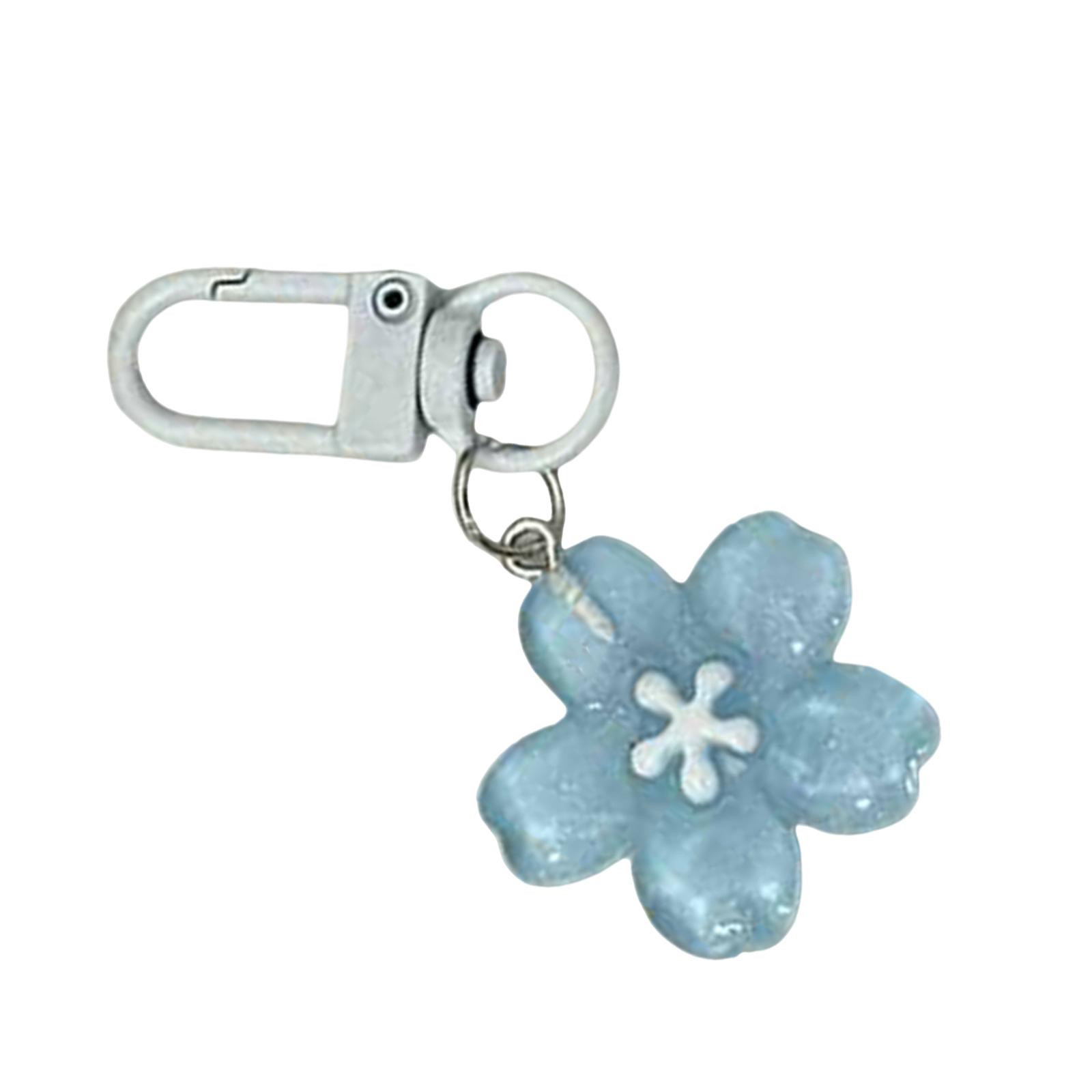 

Элегантный брелок из смолы с цветущей сакурой со съемным карабином для ключей, кошельков и для подарка синий