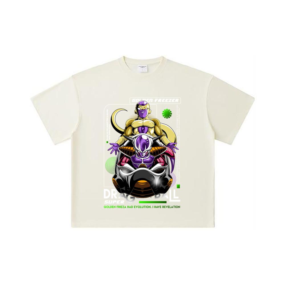 

260 GSM Double Yarn 32 Count 100% Cotton Dragon Ball V22 Golden Freeza Print Unisex Heavy Cotton T Shirt S абрикосовый