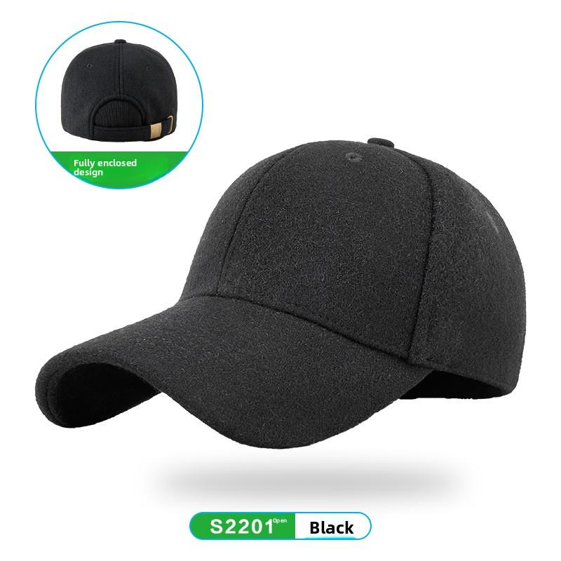 Autumn Winter Big Size Fully Enclosed Woolen Baseball Cap Plush Lined Warm Big Brim Trucker Cap Adjustable for Men Women XL 62cm