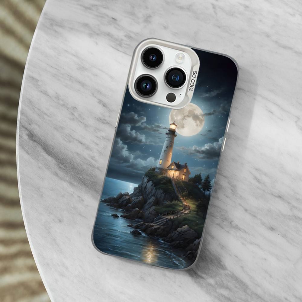 Guidelines Art Lighthouse Phone Case For iPhone 13,15,14,16,12,11,Mini,MAXXS,Pro,SE, White Matte Shockproof Cover
