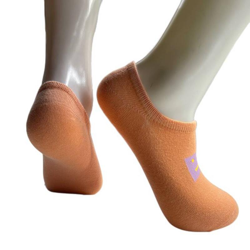 5 Pairs of Men's Short Socks Non-slip Not Off The Heel Tide Summer Thin Frog Rubber Sports Breathable Shallow Women's Short Low Cotton Socks