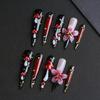 Handmade European & American Long Pointed 3D Mushroom Flower Nails - Dark Style Spicy Girl Nail Art