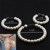 Party Wedding Engagement Big Circle Pearl Hoop Earrings Round Shape Elegant Drop Dangle Ear Stud