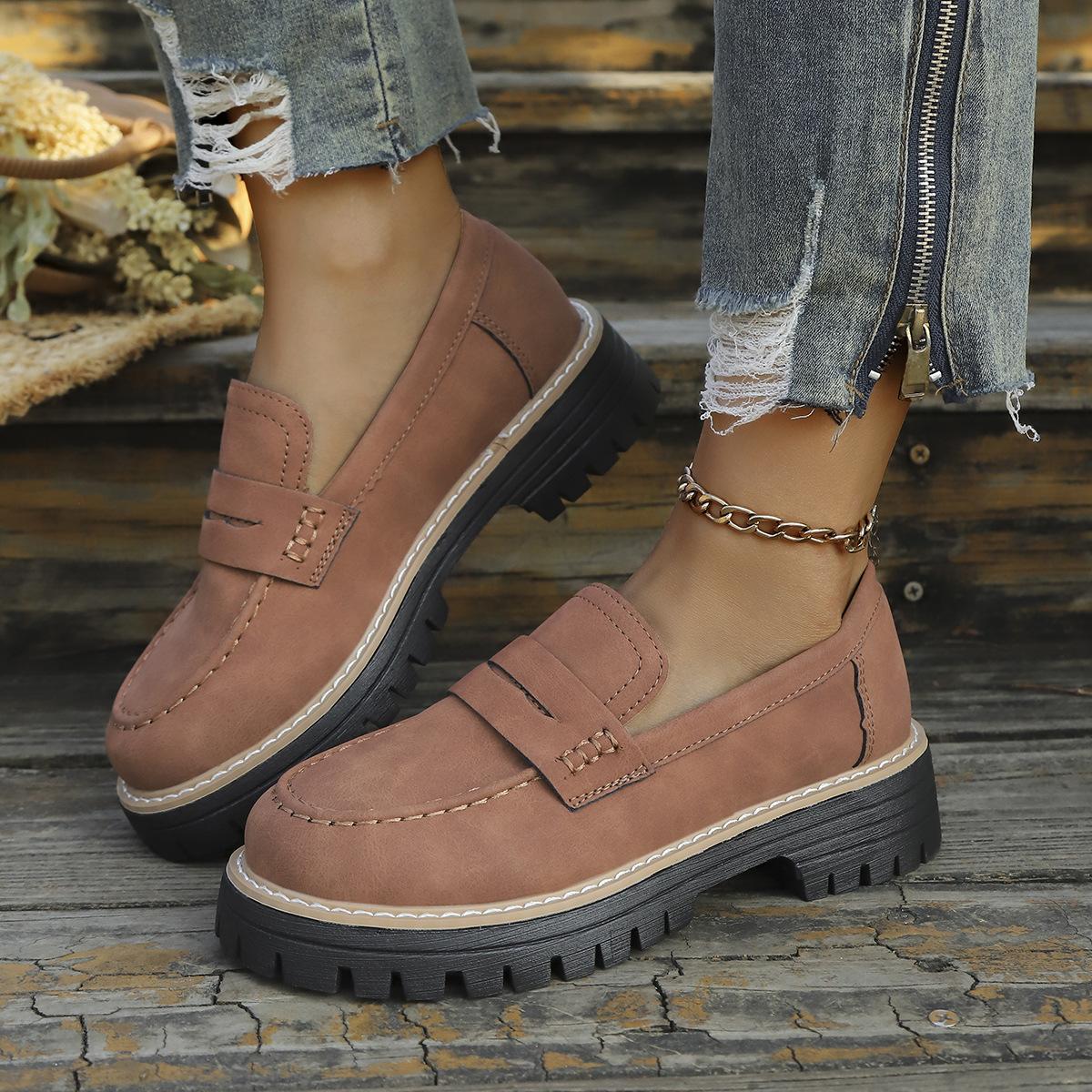 

Новая женская обувь на толстом каблуке и подошве, в стиле ретро «одна нога» 43 темно-коричневого