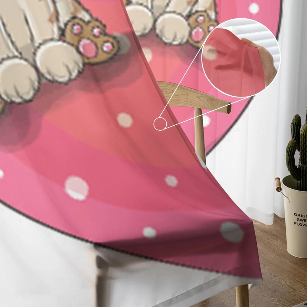 Two Cute Cartoon Kittens Sheer Curtains For Bedroom Living Room Tulle Curtains For Kitchen Window Voile Curtains