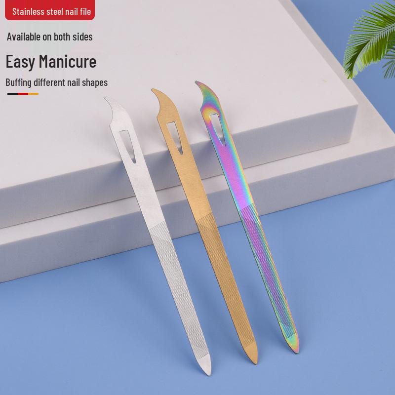 Doppelseitige Nagelfeile aus Edelstahl mit spitzer Spitze für Maniküren und zum Polieren