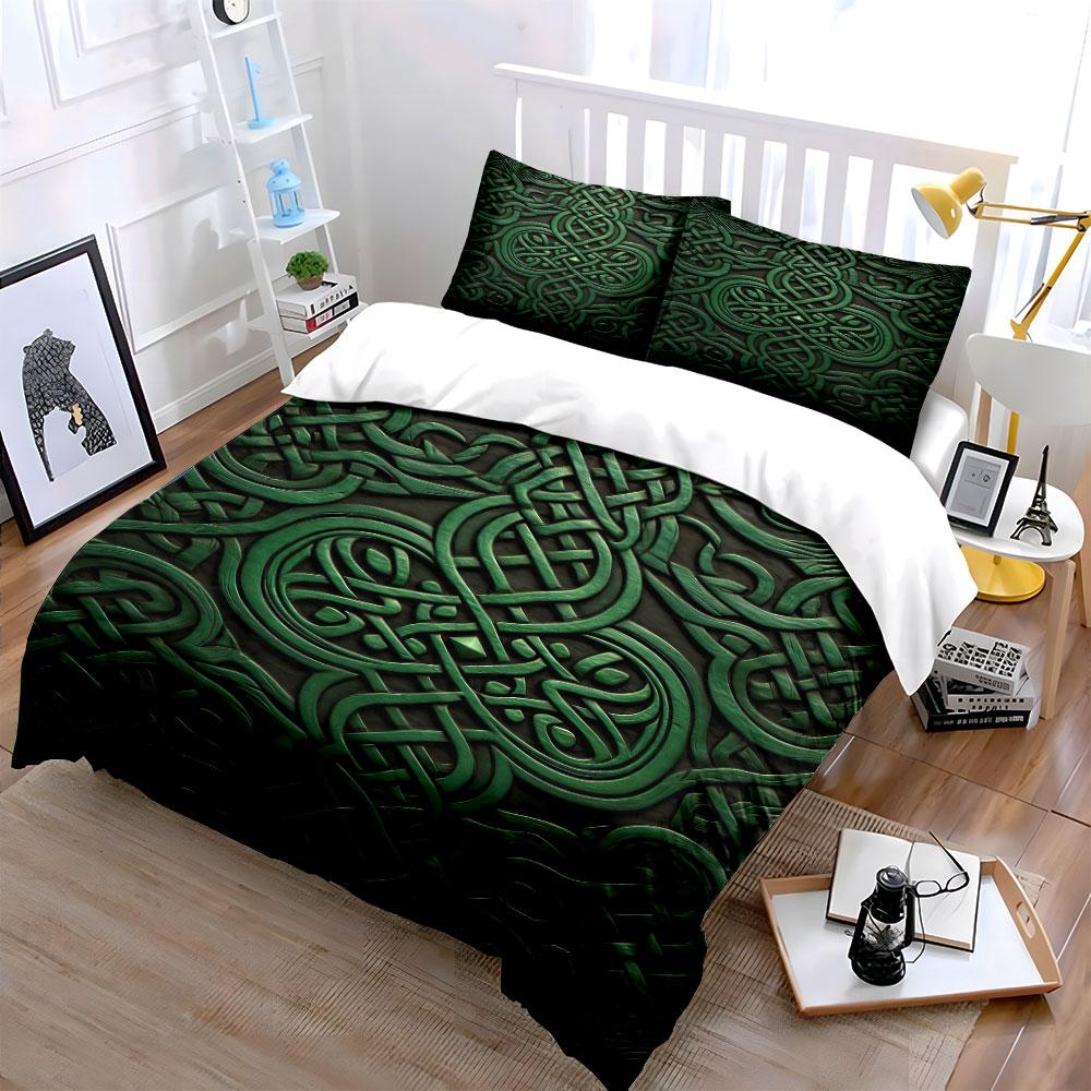 Intricate green Celtic knots. Bedding sets Duvet cover sets Duvet covers Pillowcases(1 * Duvet Cover 2 * Pillowcases without duvet insert)