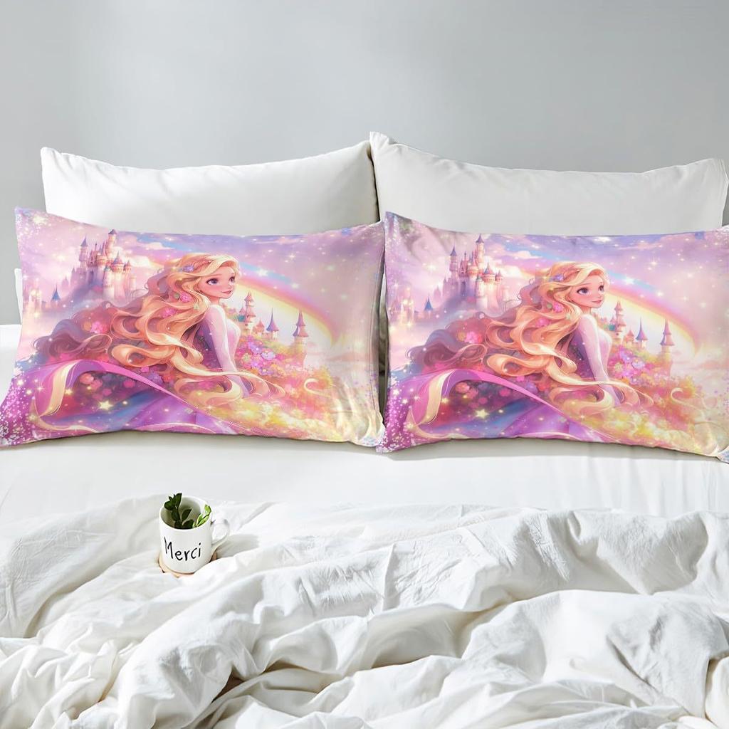 Dream Cartoon Princess Three-Piece Quilt Cover 3D Digital Printing Bedding Set Bed Cover