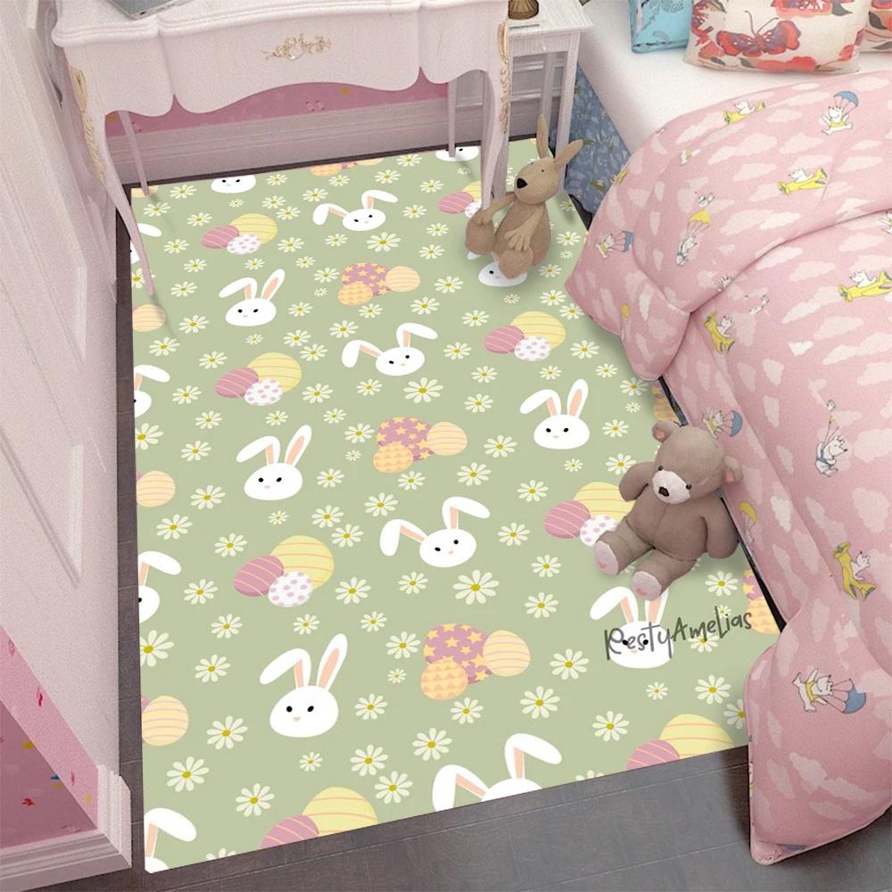 Cartoon Bunny Carpet Rug for Home Living Room Bedroom Sofa Doormat Decor,kids Game Area Rug Floor Mat Gift
