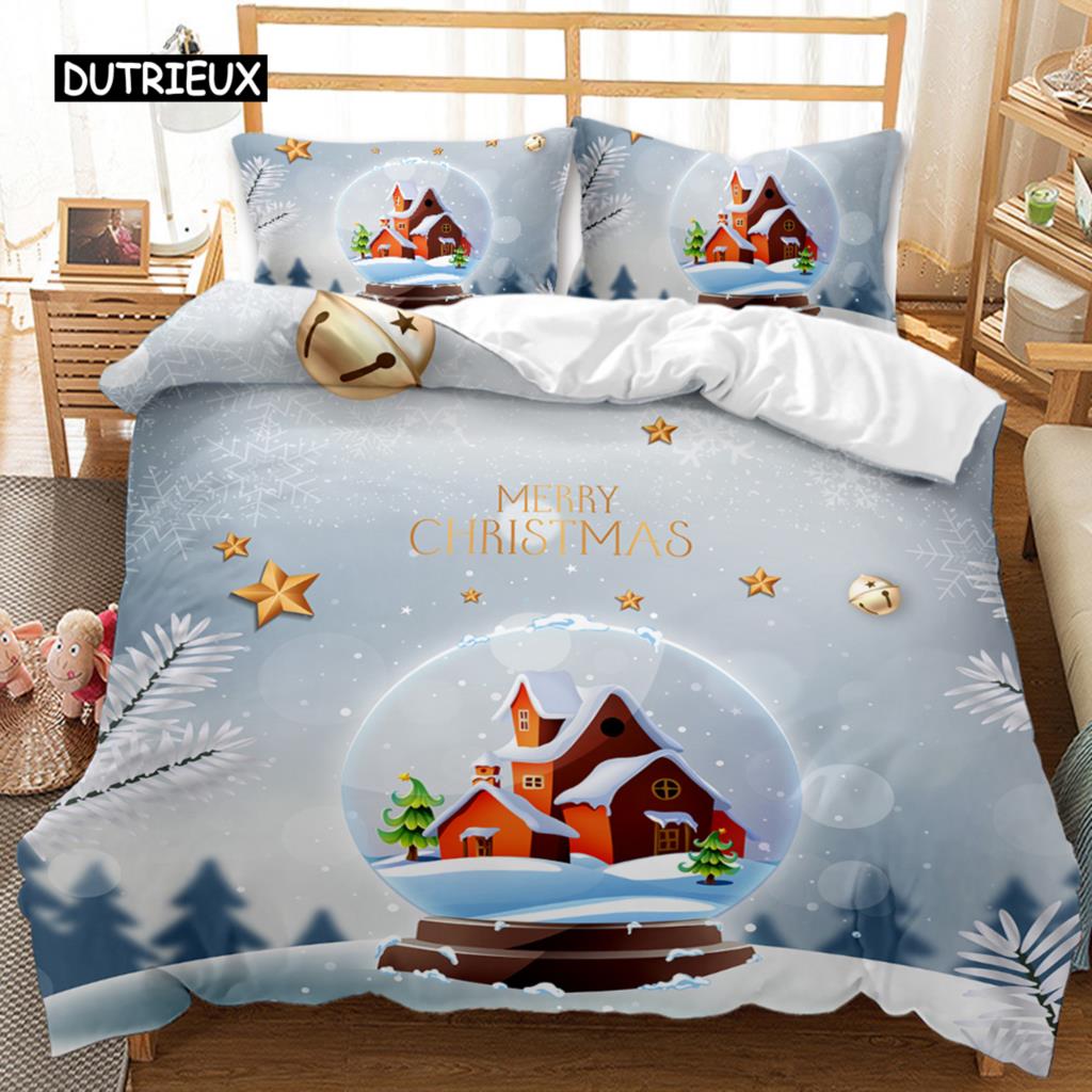 Polyester Comfortable Christmas Themed Pattern Duvet Cover Set With Duvet Cover And Pillowcases King Queen Twin Sizes For Boys Girls And Kids