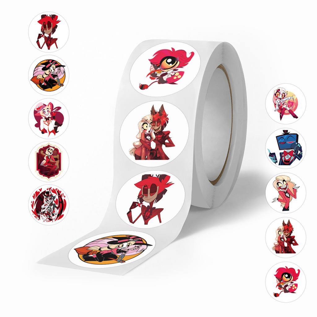 500 Aufkleber/Rolle Hazbin Hotel Rollenaufkleber Belohnungen Ermutigungsaufkleber Kreatives Handbuch Rollenaufkleber Klebeband