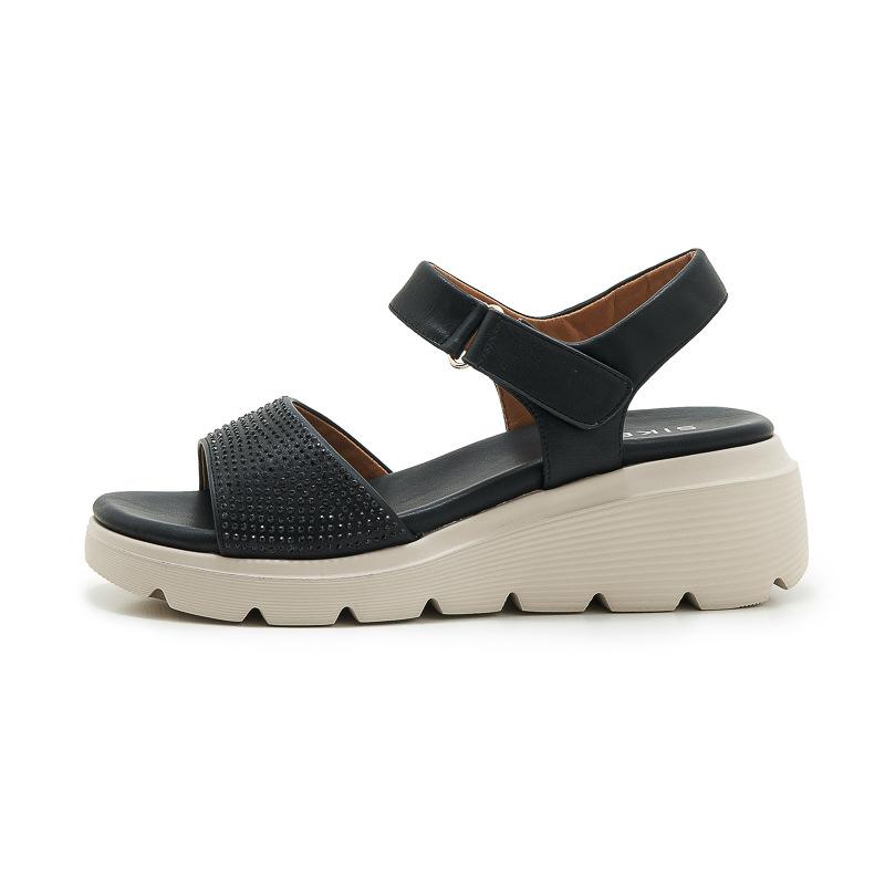 

Fashion Plus Size Shoes for Women 35-41 Summer Fashion Platform Wedges Rhinestone Casual Sandals Non-slip Beach Shoes 41 чорний
