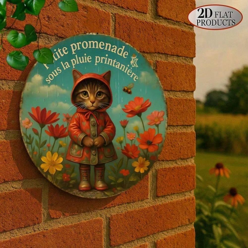 Vintage Kitten Metal Sign Garden Decor Aluminum Plaque for Bedroom Cafe Wall Art