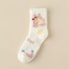 Socks Women Winter Warm Fluffy Fuzzy Cute Middle Tube Thick Thermal Soft Coral Fleece Floor Sleep Cartoon Star Short Crew Socks