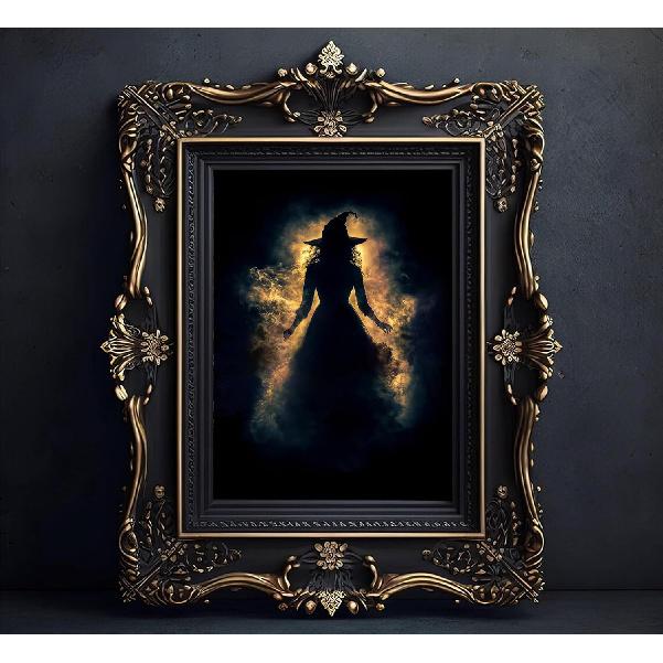 3 Pcs Vintage Witches Wall Art Witch in The Fores Halloween Painting Picture Wall Decor Gothic Dark Academia Poster Print Artwork for Gallery Party