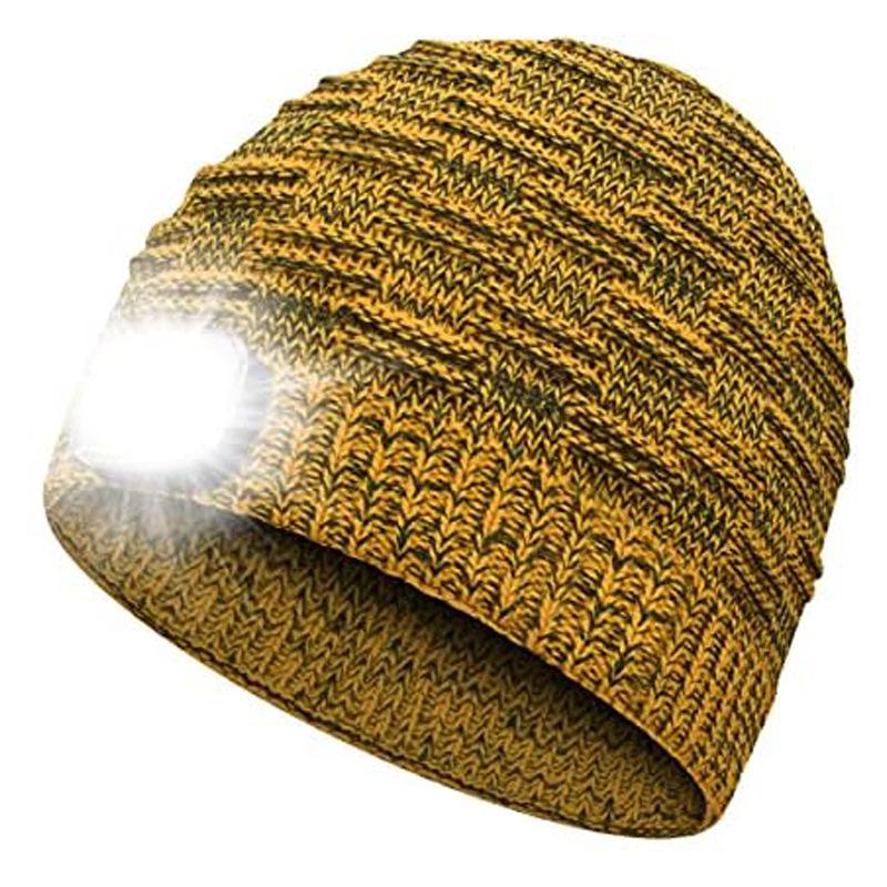 Luminous LED Knitted Hat: Warm Outdoor Sports Headlamp Cap for Night Running and Travel