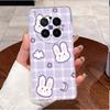 Green Fluffy Cartoon Rabbit Pattern Phone Case For Vivo X300 Pro Transparent TPU Soft Cover Shockproof Couple Protective Shell