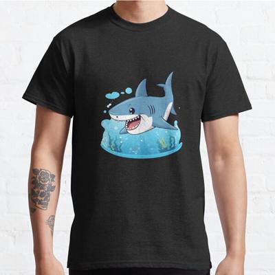 Mode Homme Décontracté Manches Courtes Jeff Le Requin Terrestre T-shirts Noirs T-shirts Oversize