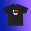 I Love Smart Men Unisex Heavy Cotton Tee Heart Y2K Funny Cute Romantic Meme Phrase Shirt Graphic Sassy Humor Gift Nerd Witty Viral Quote