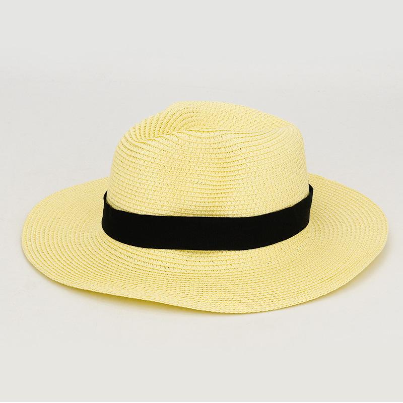 Foldable Wide Brim Raffia Panama Straw Sun Hat with Square Buckle - Breathable, UV Protection for Outdoors