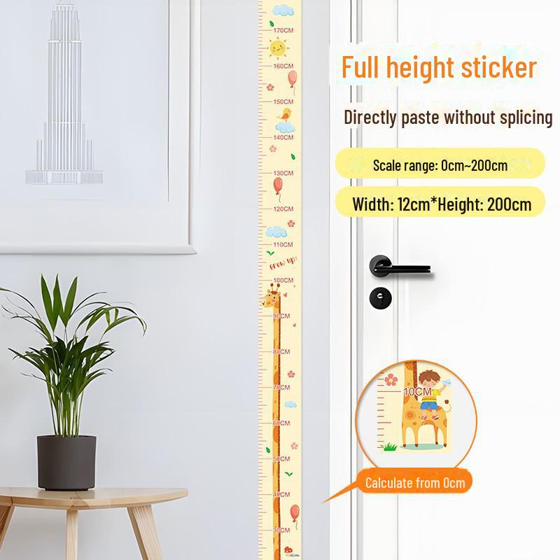 Children's Room 2m Self-Adhesive Height Chart Stickers - Cartoon Design for Baby Measurement & Wall Decoration