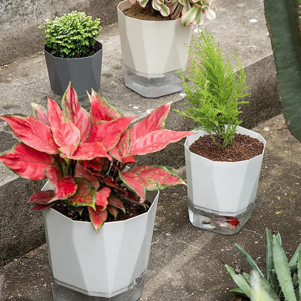 5x Blumentöpfe Pflanztöpfe Geschenk mit tiefem Wasserreservoir Selbstbewässernde Pflanztöpfe für Gärtner Mama Garten Hof Innenhof Gartenarbeit