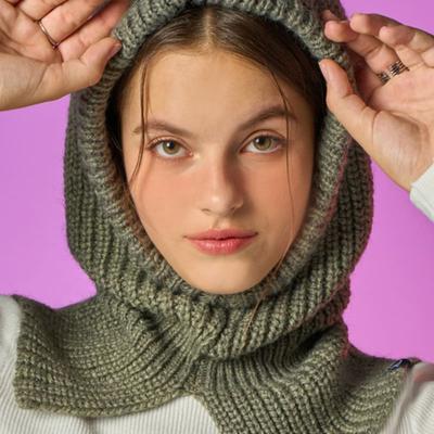 KOLEAT [Versão Tricô Real] Touca Balaclava Quente de Inverno para o Rosto [Cáqui]