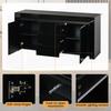 Mobile da soggiorno 140*40*65cm, Cassettiera con 3 cassetti, 2 ante, Mobiletto laterale laccato lucido con striscia luminosa a LED, Credenza con spazio contenitore, Nero