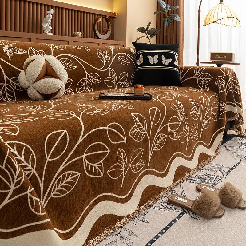 Premium Leather Sofa Cushion Autumn And Winter  New Plush One-Piece Straight Non-Slip Seat Cushion Sofa Cover