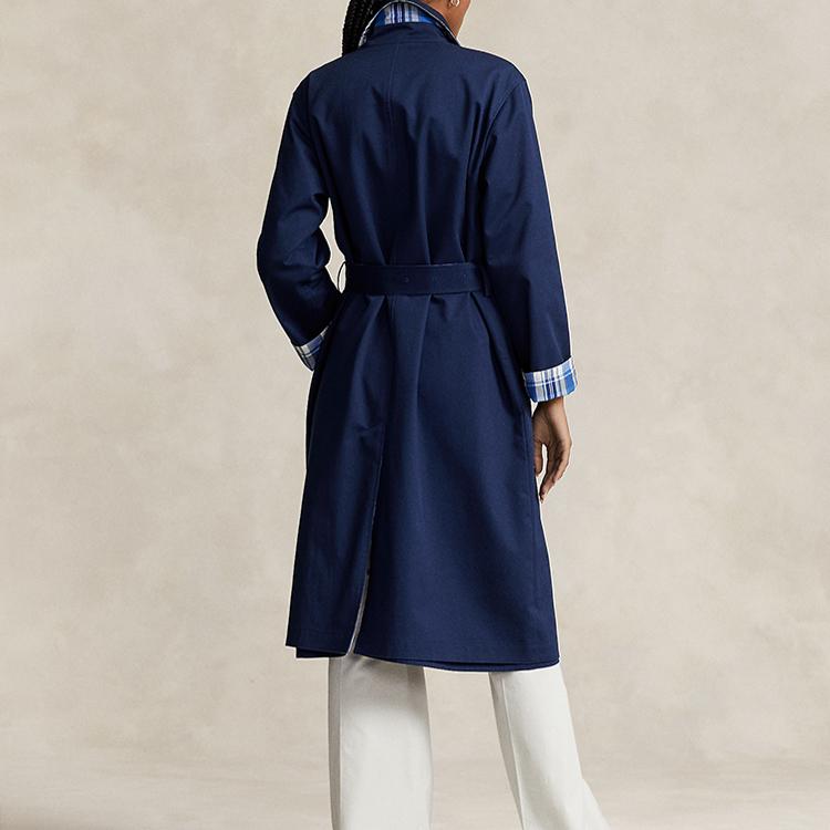 Polo Ralph Lauren Solid Color Reversible Mid-Length Cotton Coat Women coats Blue WMPOOTWN2820224-999