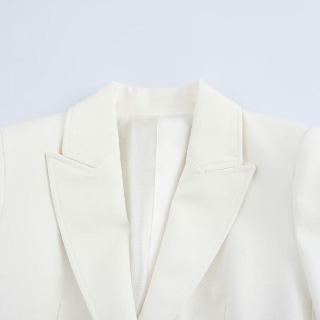 2025 Spring Women's Versatile Solid Color Single-Breasted Blazer with Turn-Down Collar