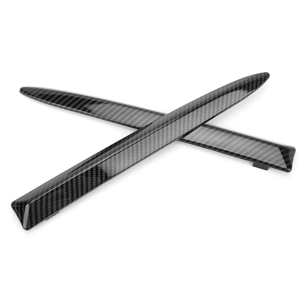 Pair Front Bumper Upper Trim Carbon Fiber Style 735455041 Replacement for FIAT 500 2007‑2015
