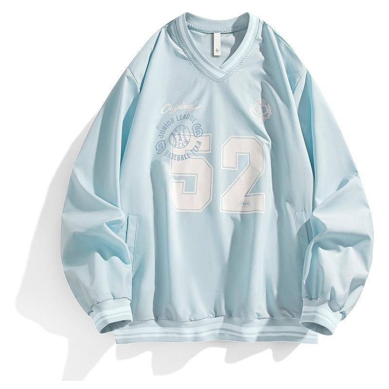 

2025 American Streetwear V-neck Letter Print Men s Sweatshirt - Autumn/Spring Couple Sports Top M