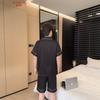 1011 Men's Ice Silk Pajamas Set Summer Short-sleeved Shorts High-end Jacquard Loungewear Can Be Worn Outside Trendy Brands