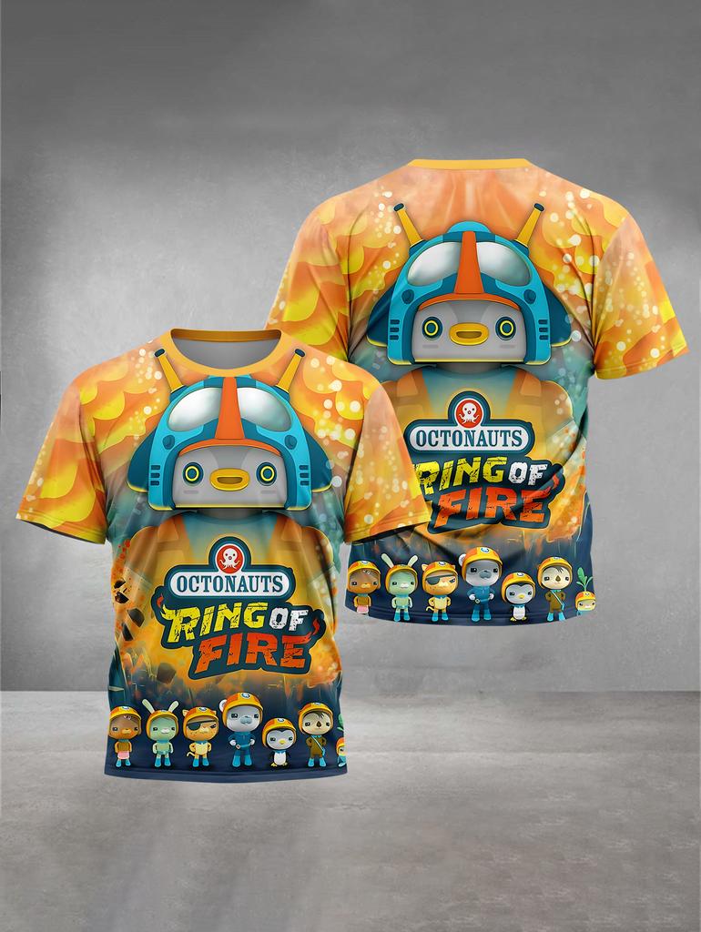 Summer Round Neck 3D Printed Cartoon O-octonauts Pattern Top Fashionable Casual Short Sleeved Children's Boy T-shirts