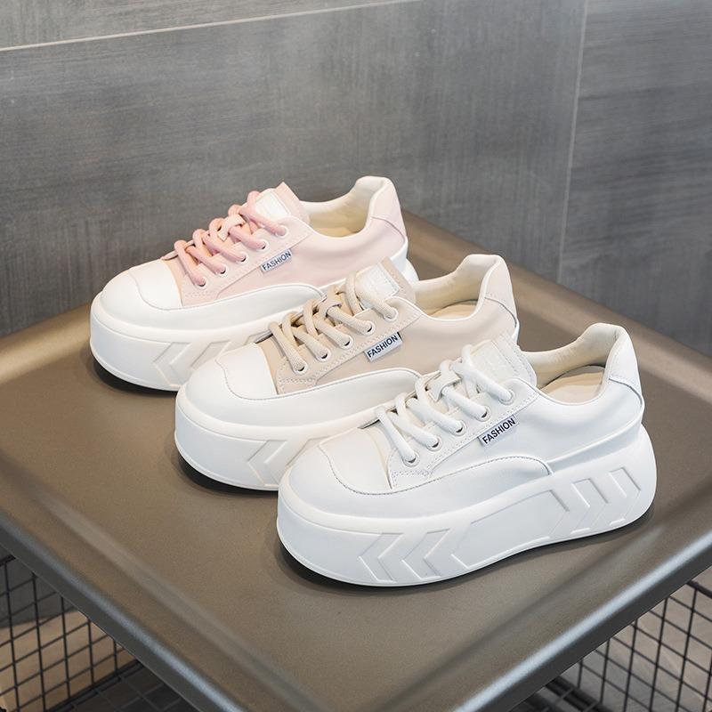 Autumn and winter new inner height increase white shoes versatile women's shoes small muffin thick-soled leather single shoes soft-soled velvet