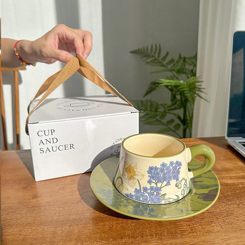 Office Ceramic Coffee Cup and Saucer Set Premium Sense Souvenir Afternoon Tea Household Water Cup Mug