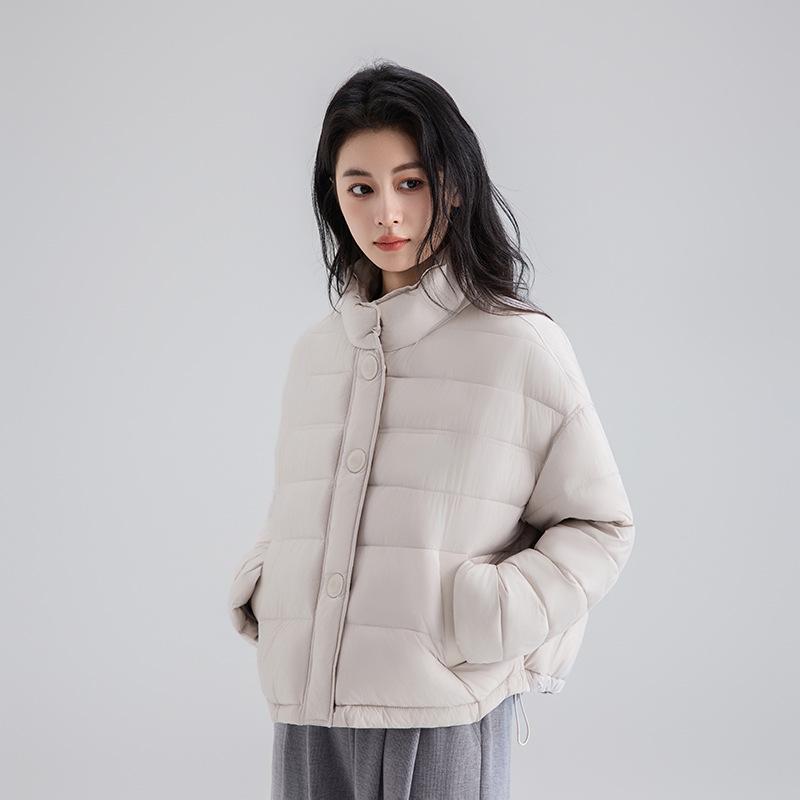 Women’s Short Quilted Stand Collar Windproof Warm Winter Jacket