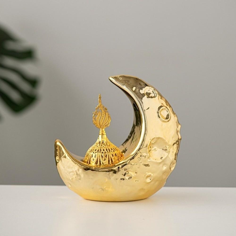 Ceramic Moon-Shaped Incense Burner Light Luxury Arabic Incense Burner Aromatherapy Stove  Yoga