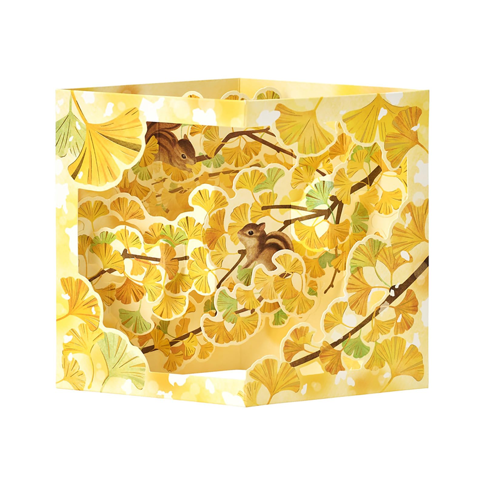 Sanrio Message Autumn Ginkgo and Squirrel in a JAU 504050 Card, Theme, Frame, Paper/Other, 11-5 жёлтый